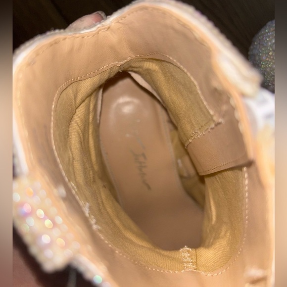 Betsey Johnson White Ankle Boots with Silver Accents - Picture 3 of 4